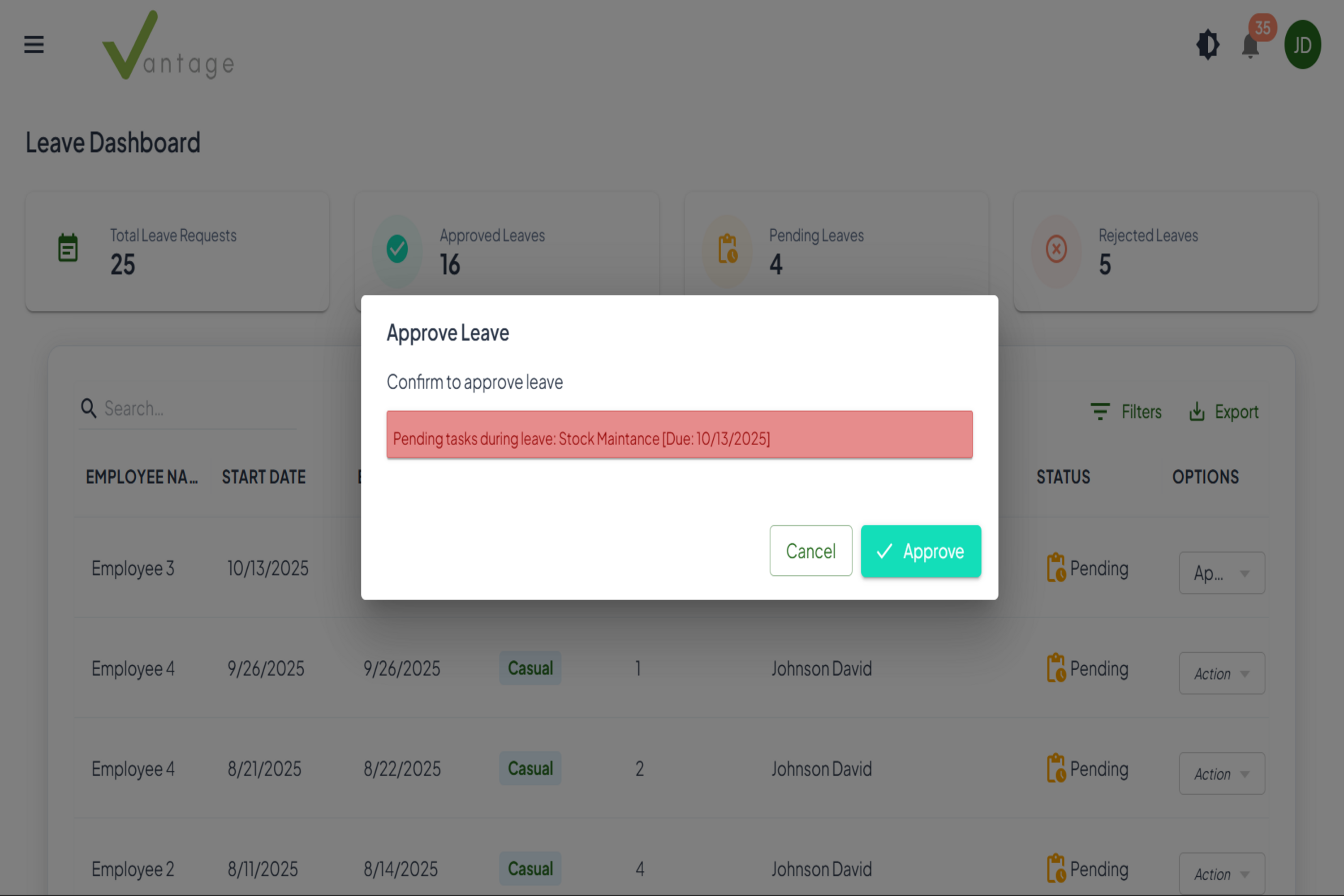 Leave-Task conflict checks